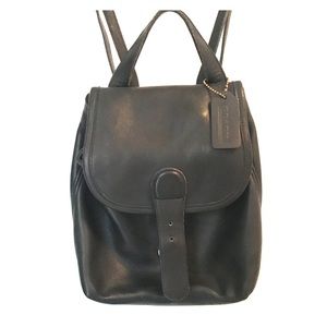 Vintage black leather Coach backpack